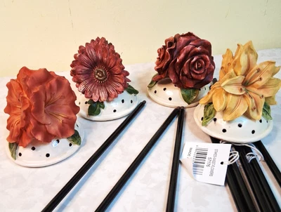 Estacas de jardín de flores 4 flores en postes adornos de patio acentos para el hogar de Carson S9 Foto 1 de 4