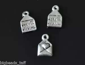 10pcs "made with love" tibet silver square charm beads nickle free - Picture 1 of 1