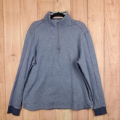 Suéter Robert Graham Para Hombres Talla 2XL Azul Cuarto Cremallera Pullover Calce Clásico Algodón Foto 1 de 4