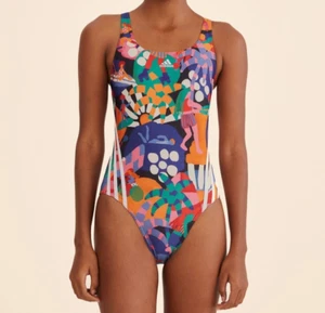 NWT Women’s Adidas FARM RIO Multicolor One Piece Swimsuit Size 6 Colorful - Picture 1 of 3