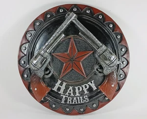 Happy  Trails Western Cowboy Dual Revolver Guns With Western Star 3D Resin Sign. - Picture 1 of 5