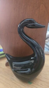 Black Blown Art Glass Swans Vintage 1980s Set of 2 Crowning Touch - Picture 1 of 2