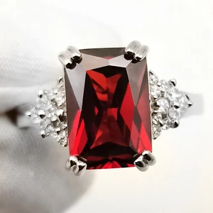 Damen 925 Silber Ring 9x13mm groß Radiant Cut Zirkonia Geburtstag Geschenk - Bild 1 von 10