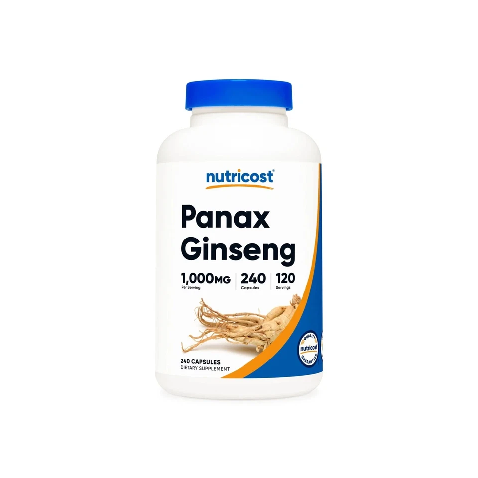Nutricost Panax Ginseng 1000mg 240 Capsules - Non GMO Gluten 120 Serving
