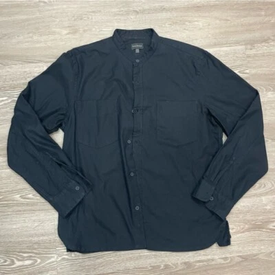 Club Monaco Cotton Blend Black Stand Color Casual Button Down Shirt - Image 1 of 4