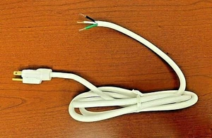 14 AWG Replacement Power Cord White -6 Ft (75.5") w/Open End, 14/3 SJT (145-291) - Picture 1 of 2