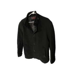 Andrew Marc New York Coat Men's L Wool Black Cashmere Virgin Overcoat Jacket - Picture 1 of 16