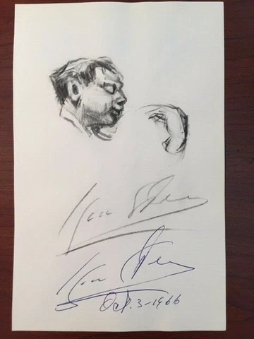ISAAC STERN TWICE SIGNED PORTRAIT SKETCH PRINT, AMERICAN VIOLINIST Cover