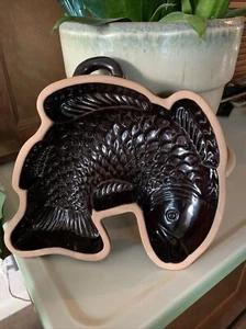 Vintage Braun Keramik Fisch Gelee Gelee Form Küche - Bild 1 von 9