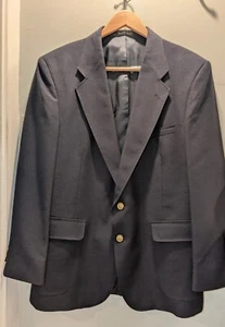 Vtg 42R Navy Blue Hopsack Gold Button Mens Blazer Sport Coat Jacket EUC - Picture 1 of 7