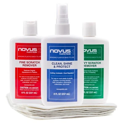 Novus Plastic Polish Kit #1, #2, and #3, 8oz. Each with 6 Polish Mates - Image 1 of 4
