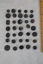  sewing buttons black glass luster loop shank 35 lot match 19th c antique 