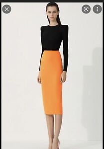 Alex Perry Darley Black Orange Mid Length Night Out Dress Size AU 14 OR US 8-10