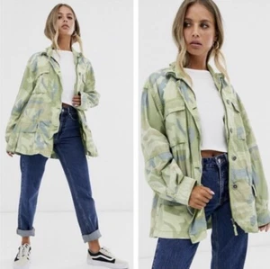Free People Lead The Way Camo Utility Jacket Womens M Slouchy Oversized Green - Picture 1 of 9