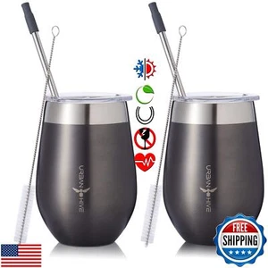 Insulated Stainless Steel Tumbler with Lid and Straw, 12 oz - Splash-Proof, U - Picture 1 of 4
