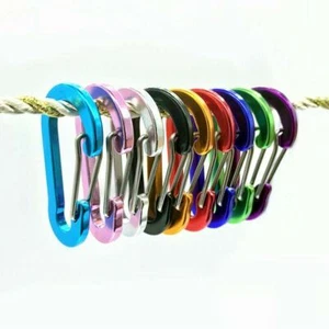 10 X Stainless Aluminium carabiner clip Clasp Hook Keyring Camping Carabina UK - Picture 1 of 12