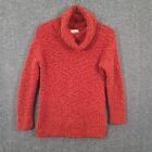 Pink Rose Chunky Knit Cowl Neck Orange Red Sweater Womens Size Medium Soft