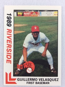 1989 Riverside Red Wave-California League-BEST Baseball Card-Guillermo Velasquez