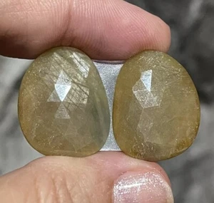 30.7ct 23.3x18.6x3.5mm Pair Of Natural Sapphire Cabochons Rose Cut - Picture 1 of 12
