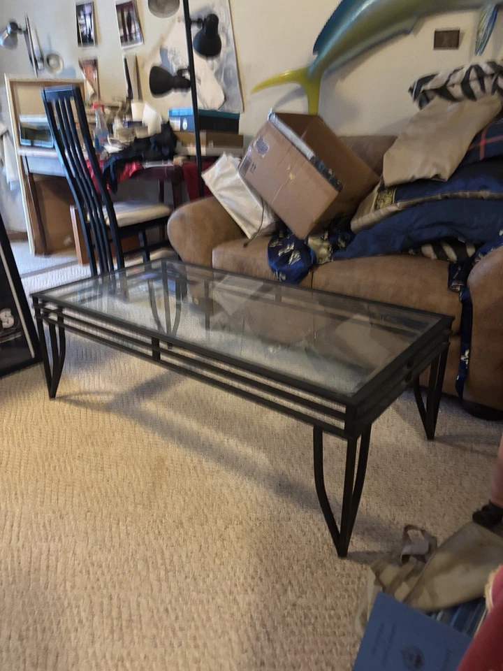 Mesa de centro de hierro forjado con 2 mesas auxiliares a juego Foto 1 de 3