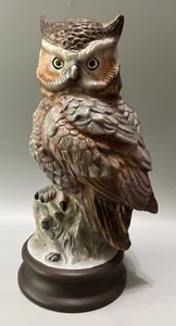 Vintage Hand Painted Byron Mold Ceramic Great Horned Owl Figurine Sculpture 12" - Picture 1 of 8
