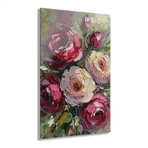 Whispers of Roses: Abstract Impasto Acrylic Panel of Texture and Emotion - Picture 1 of 11