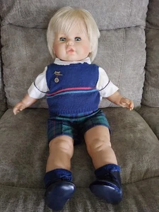 1985 Zapf 65 20 24 Zoll Junge Puppe, blonde Haare, blaue Augen öffnen und schließen wie es sollte - Bild 1 von 5