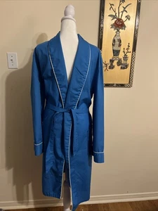 Vintage 70er Herren Rockabilly Dapper leichter blauer Perma-Press Freizeit Bademantel - Bild 1 von 6