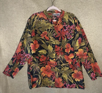 Top Chicos Transparente Mujer Talla 3 US XL Naranja Verde Floral Superposición Clásico Foto 1 de 4