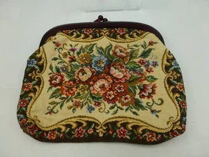Cartera clutch tapiz vintage hecha a mano Hong Kong, cierre de beso, marco de plástico - Imagen 1 de 10