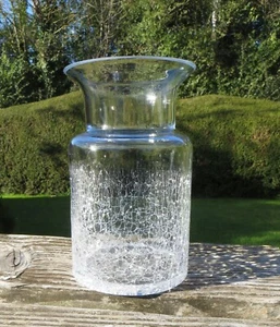 Large Decorative Crackle Glass Vase - 9" 22.7cm high, 14.2cm Diameter - Picture 1 of 14