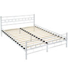 140x200cm Schlafzimmerbett Metallbett Bettgestell Bett groß weiß + Lattenrost günstig