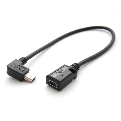 1pc 1ft/30cm Mini 5pin USB Male To Female Right Angle Data and Charge Cable Cord - Image 1 of 4