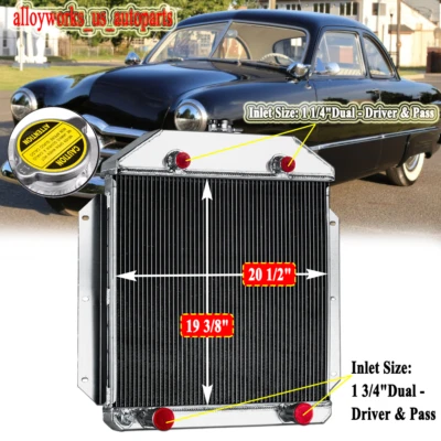 Fit 1949-1953 50 52 Ford Cars Flathead Configuration V8 4 Core Radiator Aluminum Foto 1 de 4