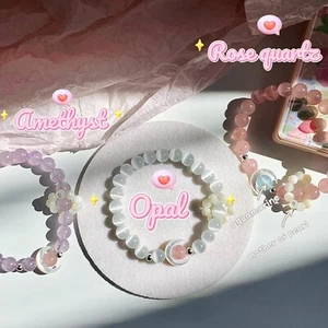 925 Sterling Silver Natural Amethyst Opal aquamarine Bracelet Size 6.69inch - Picture 1 of 5