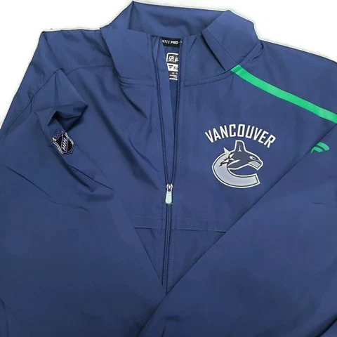 Vancouver Canucks Authentic Pro Fanatics Jacket Blue Rinkside Full Zip Mens XL Cover