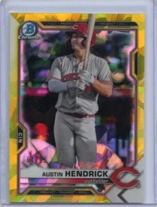 Refractores Bowman Chrome Draft 2021 zafiro amarillo #BDC138 Austin Hendrick #/99 - Imagen 1 de 1