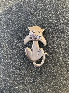 Vintage Beau Sterling Silver Cat Kitten Brooch Pin - Picture 1 of 7