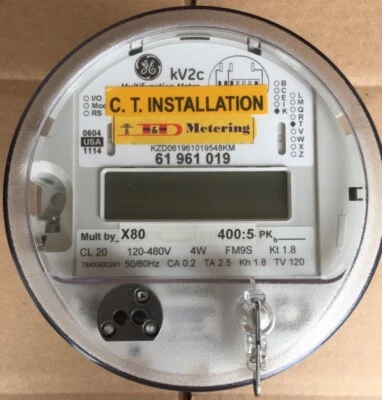 GE, GENERAL ELECTRIC WATTHOUR METER KWH, KV2C, FM9S, 13 LUG, 4W, 120-480V, - Image 1 of 4