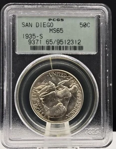 1935-S San Diego 50c Commemorative SIlver Half Dollar PCGS MS 65 OGH - Picture 1 of 6