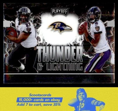 2020 Panini Playoff J.K. Dobbins / Lamar Jackson Thunder & Lightning card #TL-1 - Image 1 of 2
