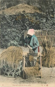 C-1910 Japan Rice Farm occupation agriculture hand colored Postcard 24-7628 - Picture 1 of 2