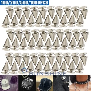100~1000pcs 10mm Spots Cone Screw Metal Studs Leathercraft Rivet Bullet Spikes - Picture 1 of 19