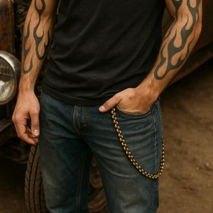 Herren Hosenkette Biker Stil – Vintage Messing Kette für Geldbeutel o. Schlüssel - Bild 1 von 13