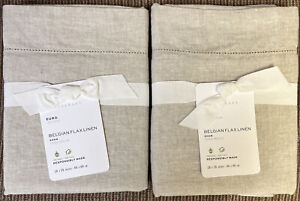 (2) POTTERY BARN BELGIAN FLAX LINEN EURO SHAMS in FLAX COLOR- BOTH BRAND-NWT!!!!