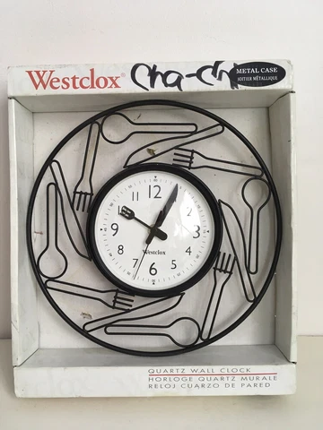 Vintage NIP Quartz WestClox Utensils Wrought Iron Kitchen Hanging Clock #45005 Cover