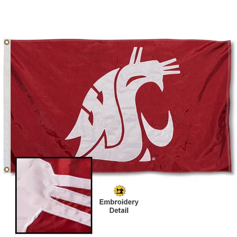 Washington State University Embroidered and Appliqued Nylon Flag Cover