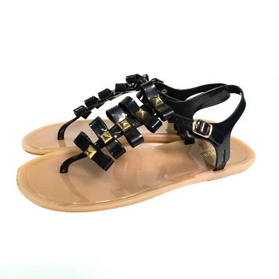 Sandalias para mujer Kate Spade negras beige con correas de gelatina talla 10 Foto 1 de 4