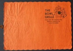 1970s Reading Pennsylvania Bowling Alley Restaurant placemat The Bowl Grille---- - Picture 1 of 1