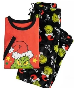 Men’s Dr. Seuss The Grinch Christmas Pajama Set Of Pant/Shirt Sz XL Retail $60 - Picture 1 of 2